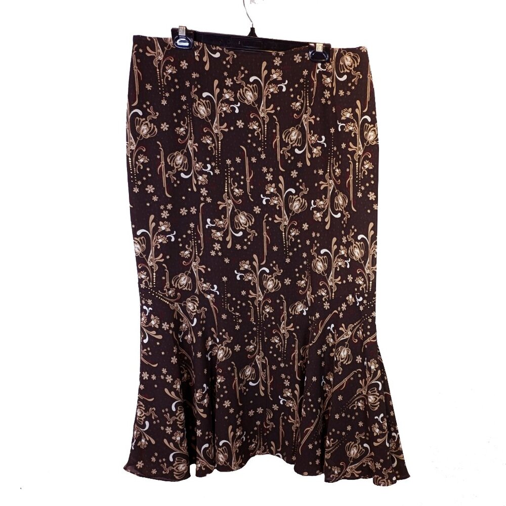 Emma James Reversable Brown bell flared skirt Size 16